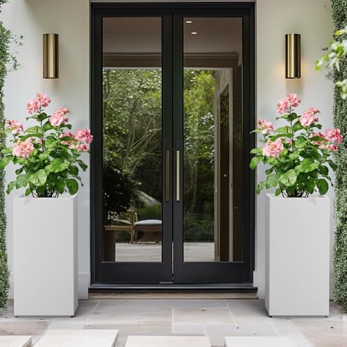 Kante Large Column Square White Concrete Planter 27.6" H, Outdoor - Image 6