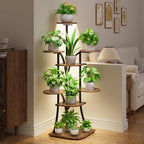 LATIBELL Corner Plant Stand with Grow Light, Brown, 48" 8 Tier - Image 2