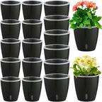 Self-Watering Pots for Indoor Plants, 16-Pack Self Watering Planter with Drainage Holes, Small African Violet Pots with Water Indicator, 10-Pack 5''/6-Pack 6.7'' Orchid Pot, Black by KvyusFlourish