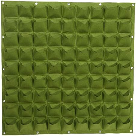 81 - Pocket Vertical Felt Plant Grow Bag, Wall Hanging Planter for and Flowers, Reusable Eco - Friendly Felt Garden Container with Drainage, Indoor Outdoor Wall Greening Decor (Green) by Unknown