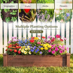 GIANTEX 48" Wooden Raised Garden Bed, Rectangular Planter Box, Brown - Image 6