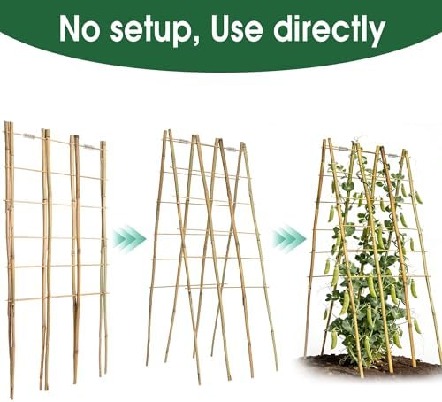 2 Pack 47''x18'' Bamboo Trellis for Climbing Plants Outdoor, Oltara A-Frame Foldable Garden Trellis for Cucumbers, Raised Beds, Tomatoes, Beans, Vegetables & Flowers Support - Image 3