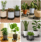 2 Packs 12" Large Metal Plant Caddy with 3 PU Metal Wheels Heavy-duty Wheeled Rolling Plant Stands with Casters Indoor Outdoor Flower Pot Roller Base Planter Dolly Coaster Movers Black, Strong Load Capacity - Image 6