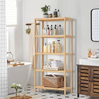 5-Tier Bamboo Freestanding Multi-use Shelf Unit Bookshelf Bookcase - Image 4