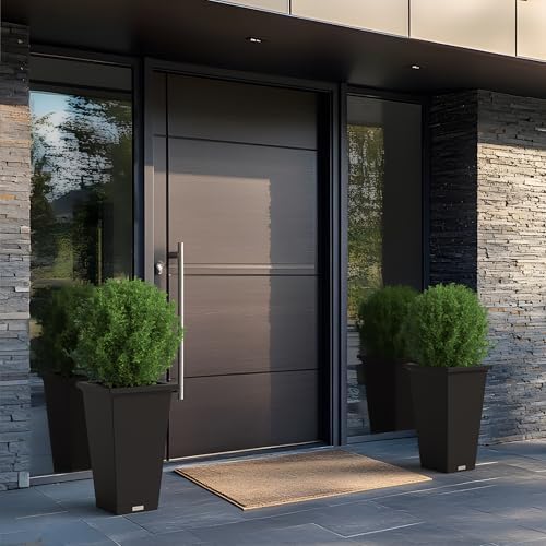 Mayne Renew 24in Modern Tall Square Planter, Black, 2-Pack - Image 2