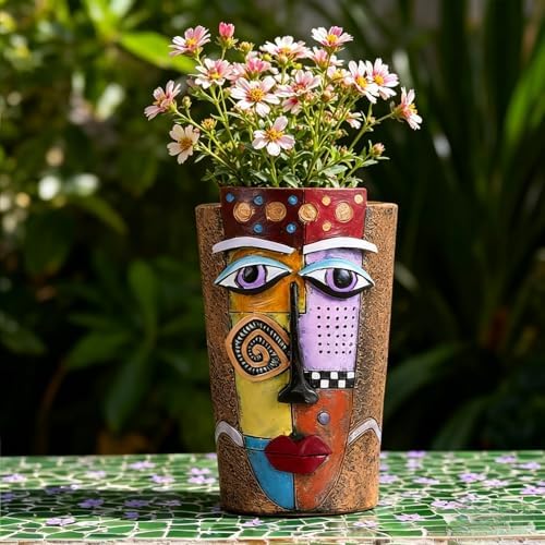 Picasso Abstract Face Planters Flower Pots, Handmade Resin Pots for Plants - Image 5