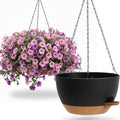 UOUZ 13 Inch 2 Pack Large Self Watering Hanging Planters for Indoor Outdoor Plants, Hanging Plant Pots with Removable 50 Oz Reservoir, Plastic Hanging Basket for Window Porch Garden, Black with Brown by UOUZ
