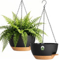 13 Inch Large Self Watering Hanging Planters 2 Pack with Saucers by Areutxbis