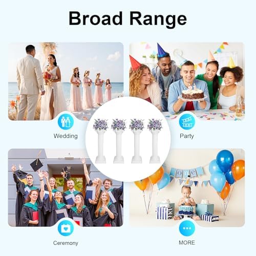 Roman Columns 4 Pcs 33.86" Adjustable Height Plastic Wedding Stand Roman Pillar Greek Column Plant Stand Elegant Wedding Event Party Decorative Pedestal Flower Holder (Type E, 4Pcs, 11.4x31.5 Inch) - Image 6