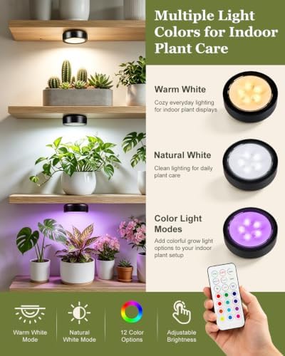 Rechargeable Grow Lights for Indoor Plants, Cordless Magnetic Plants Light (Black, 2) - Image 4
