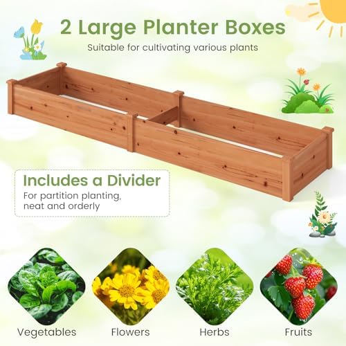 GIANTEX 95" Wooden Raised Garden Bed Set 2, Rectangular Planter Box, Orange - Image 5