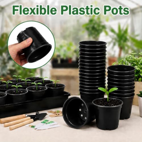 5 Pack Plastic Seed Starter Tray with 60pcs 3.5 inch Seedling Pots - Image 4