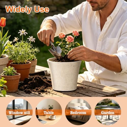 6 Inch Resin Plant Pots with Drainage Hole cone Decorative Flower Planter - Image 6