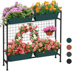 Vertical Raised Garden Beds 32.4" Tall Planter Raised Beds Boxes Patio Herb Garden Planter Outdoor with Metal Fences Legs for Small Climbing Plant Gardening Vegetables Patio Balcony Porch, Green by ETELI