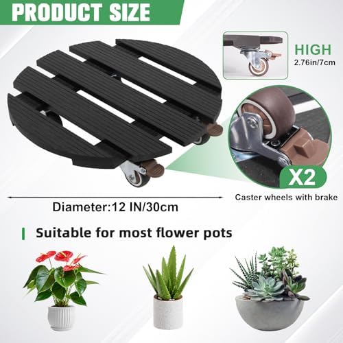Plant Caddy with Wheels Heavy Duty, 12 Inch WPC Rolling Plant Stand - Image 5