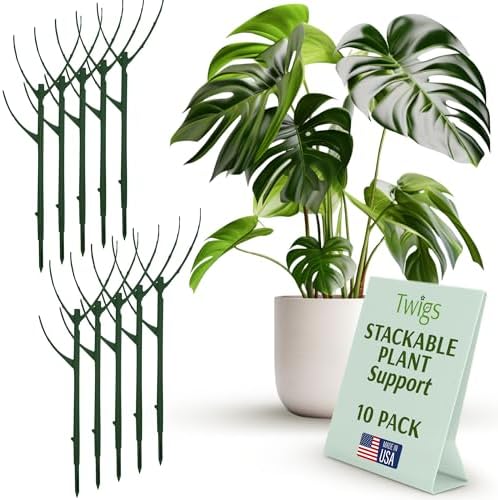 Stackable Monstera Plant Support Stakes, Monstera Dark Green, 10-Pack 17" L by TwigsGardenAccessories