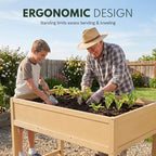 PASAMIC Elevated Planter Box 38×24×28 Inch, HIPS Raised Plant Bed with Support Legs, Heavy Duty 180 lbs Load Bearing, Large Reinforced Planter for Vegetables, Ideal for Yard, Balcony, Oak - Image 4