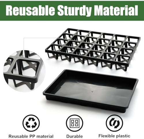 RooTrimmer 24 Cell Nursery Pots Trays (17"x11"x2") with Plastic Flat Seed Starter Trays, Durable Carrying Seedling Starter Tray, Reusable Planting Tray for Holding 2.7 inch Nursery Pots, 3 Sets Combo - Image 5