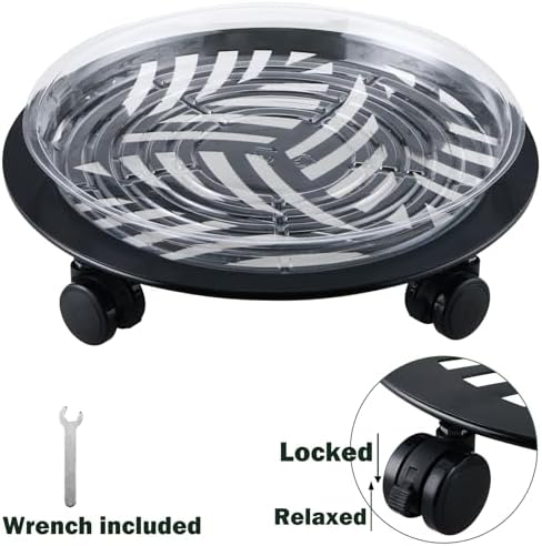 2 Packs Large Metal Plant Caddy with PU Wheels 13" Heavy-Duty Wrought Iron Rolling Plant Stands Indoor Outdoor Wheeled Plant Dolly Planter Mover Rollers Plant, Leaf Style - Image 7