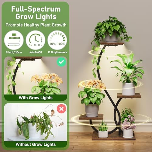 BACEKOLL Plant Stand with Grow Lights 4 Tier Metal Indoor Plant Shelf 32" - Image 3