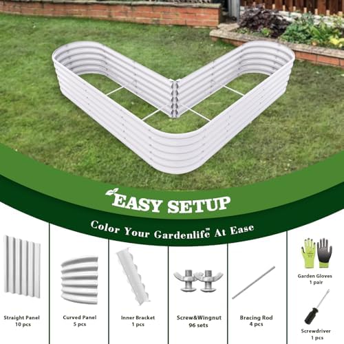 Anleolife 2-Bed 81x81in Heart-Shaped Raised Garden Beds, Antique White - Image 6
