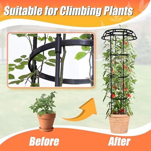 65 Inch Garden Trellis for Climbing Plants Outdoor, Mushroom Top Trellis for Potted Plants, Vines, Roses, Clematis, and Vegetables, Plant Trellis Support 2 Pack - Image 5