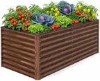 SnugNiture 36" Tall Raised Garden Bed, Easy Gardening at Waist Height, 8x4x3ft Large Galvanized Metal Outdoor Planter Box for Vegetables Flowers, Brown by snugniture