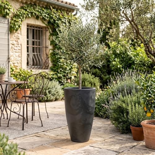 27.6" Tall Planter | Eco-Friendly, Durable, Lightweight | Indoor/Outdoor Use, All-Weather, Contemporary Design by Brazilian Artisans - Black - Image 2