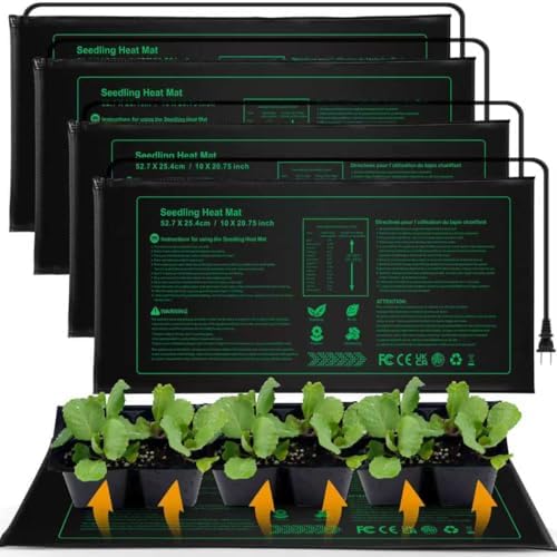 Seedling Heat mat | 4 Pack | Durable Waterproof | Heat Mats for Seed Starting,Seed Germination Heating Mat 10 x 20.75 Inch by SeedlingHeatmat