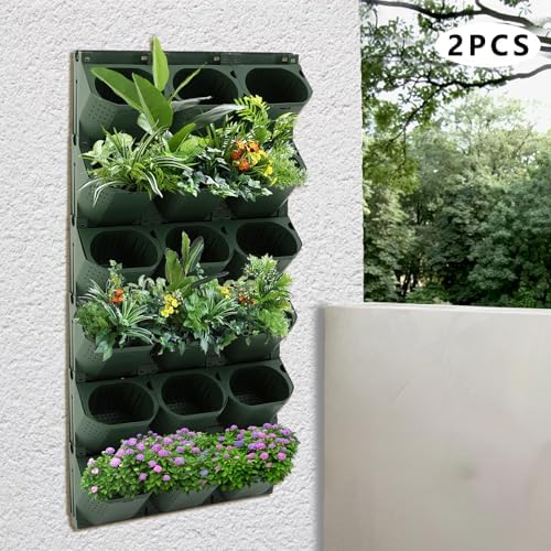 Wall Planter Vertical Garden Planters, Hanging Flower Pot Holder Box w/36 Non-Woven Fabrics Vegetable Hanging Pocket Holder Flowerpot for Porch Patio or Garden Decor (Green) - Image 3