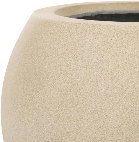 SAFAVIEH Outdoor Kenslia Concrete Planter Pot, 15.7" Beige PAT1518B - Image 3