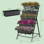 TEANDE Vertical Raised Garden Bed, 5-Tier Elevated Planter Box w/Drainage System & 4 Hooks for Herbs Vegetables Flowers, Vertical Garden Planter for Patio Yard Indoor Outdoor - Image 4