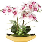 Briful Orchids Artificial Flowers 15" Light Pink Phalaenopsis Orchid with Gold Pots Real Touch Faux Orchid Plant for Home Office Living Room Table Shelf Decor by Briful