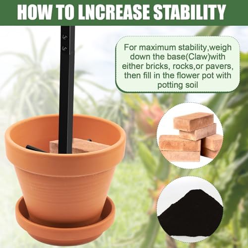 MorningRo 2 Pack 60 Inch Dragon Fruit Trellis Adjustable Garden Metal Plant Climbing Support with Wide Stretch Ties for Outdoor Vertical Gardens Vining Plants - Image 5