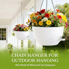 12 Inch Hanging Baskets 2 PC with Chains, Self-Watering Hanging Planters for Indoor Outdoor Plants, Plastic Hanging Flower Pots,Speckled White - Image 5