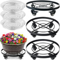 3 Packs 12.6 Inch Large Metal Plant Caddy with Wheels Plant Dolly with Casters Heavy-duty Rolling Wheeled Plant Stand for Indoor Outdoor Flower Pot Mover Rollers Coasters Black, Strong Load Capacity by Planterhoma