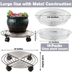 10 Packs Large Metal Plant Caddy with Wheels 13" Heavy-duty Wrought Iron Rolling Plant Stands with Casters Plant Dolly Plant Roller Base for Indoor and Outdoor Plant Pot Movers Saucers Brown - Image 3