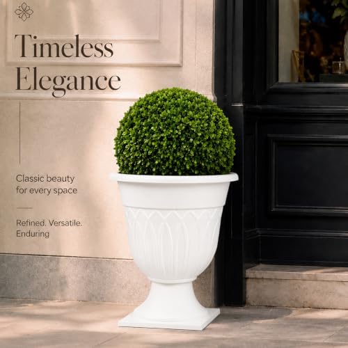 Large White Flower Pot Urn Planter, Outdoor Planters Garden Porch Decor - Image 6