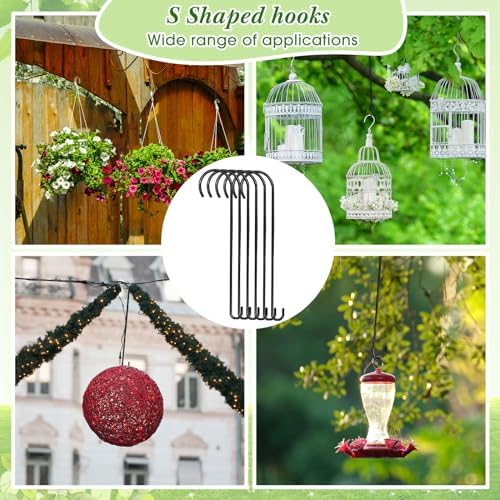 S Hooks for Hanging Plants Branch Hook, 12 Pack, Black, 24 Inch - Image 7
