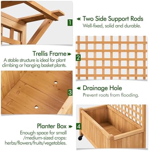 Yaheetech Planter Box with Trellis Raised Garden Bed for Climbing Plants - Image 6