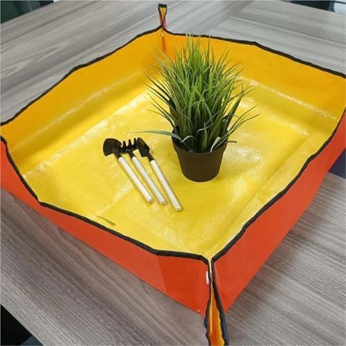 Repotting Mat Planting Mat Gardening Potting Pad Foldable Garden Plant Flower Pot Transplanting Waterproof Mats Plant Accessories 50cm-66cm(66x66cm-Yellow) - Image 4
