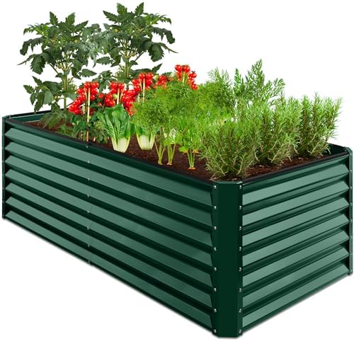 Best Choice Products 6x3x2ft Outdoor Metal Raised Garden Bed, Deep Root Box Planter for Vegetables, Flowers, Herbs, 269 Gallon Capacity, 100% Non Toxic Materials - Dark Green by BestChoiceProducts