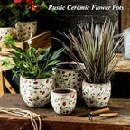 Reto Rustic Ceramic Flower Pots for Garden Plants and Succulents,Distressed Cracked Glazed Planters with Drainage Holes Tuscan Flower Pots for Outdoor,Reds,with Hole - Image 7