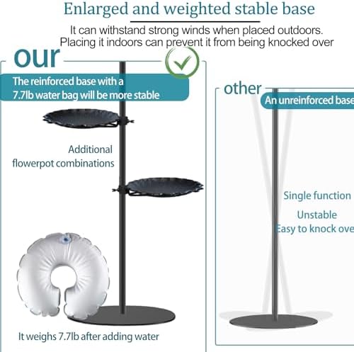 Thickened 74.5" Shepherd's Hook with Stand，Bird Feeder，Wind Chime Hanger Stand, Waterproof Metal & Adjustable-Height Pole Holder for Lantern ，Wreath, Hanging Plants Indoor & Outdoor（2 Placement Racks) - Image 5