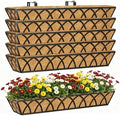 Y&M 6 Pack Hanging Railing Planter Boxes, 30 Inch Adjustable Balcony & Deck Planter, Heavy Duty Metal Flower Box for Porch, Fence & Window, Outdoor Plant Holder by YM