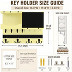 Key Holder Wall Mount with Shelf, Key Hooks for Wall, Ivory Yellow - Image 2