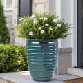 17 Inch Large Ceramic Planter, Handmade Tall Ceramic Plant Pots, Army Green by Unknown