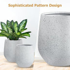 KUTE NEST 12" Ribbed Corso Fiberstone Outdoor Planter - Speckled White - Image 5