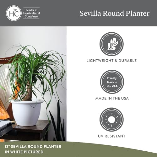 The HC Companies Sevilla Flower Planters - Outdoor & Indoor Planter - Round Self Watering Plant Pots for Herbs & More (14”, Cappuccino, Pack of 2) - Image 4
