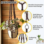 SATINIOR 12 Pcs Macrame Plant Hangers Handmade Boho Hanging Planters 12 Different Tiered Designs with 12 Hooks for Flower Pots Indoor Outdoor Decorative Wall Hanging Baskets for Home(Classic,Brown) - Image 3